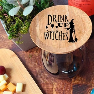 Drink up Witches Wine Glass Topper Appetizer Plates Halloween Party Favor Hostess Gift Wine Lovers Cocktail Ideas image 1