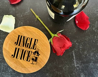 Jingle Juice Wine Glass Topper Appetizer Plates | Christmas Themed Gift| Wine Glass Drink Markers | Hostess Gift | Cocktail Topper