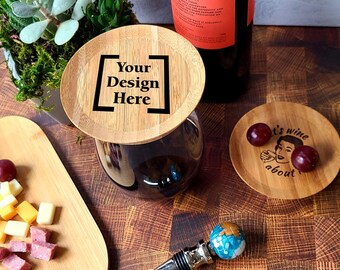 Custom Themed Wine Glass Toppers - Set of 6 | Personalized Appetizer Plates | Custom Business Logo | Special Events | Event Gifts