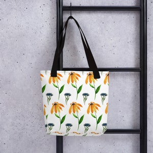 Watercolor Sunflower and Cornflower Print Tote bag