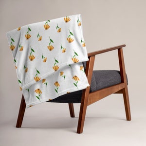 Watercolor Sunflower Pattern Blanket