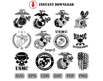 pix United States Marine Corps Logo Black And White marine corps logo etsy