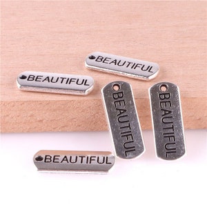 20 Pcs Beautiful Charms Tags, Dazzling, Charming, Grace, Delightful, Cute, Precious, Beauty, Elegance, Brave, Appealing, Word Tags