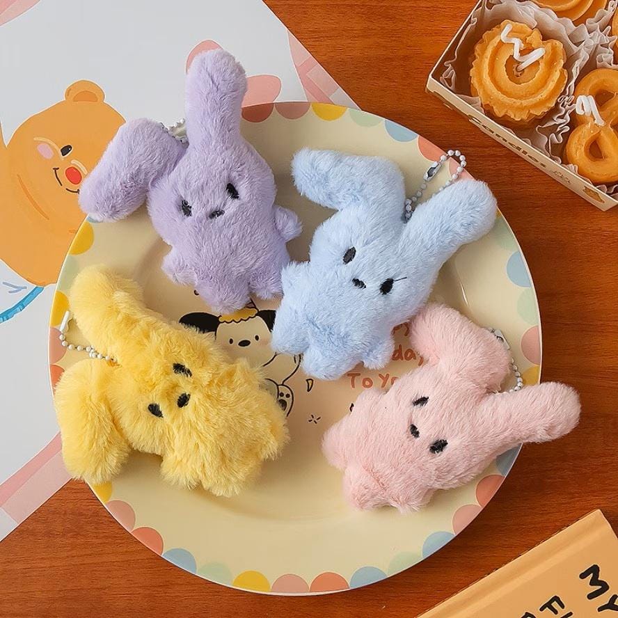 Keychain Rabbit Plue Pastel Plush Rabbit Keychain, Fluffy Bunny Pendant - Etsy