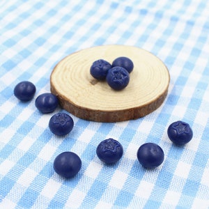 Blueberry Resin Cabochons: Fruit Flat Backs, 12mm (10 Pcs)