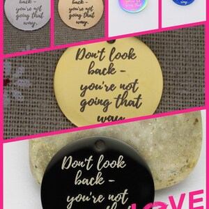 5 Pcs. Don&#39;t Look Back You&#39;re Not Going That Way Stainless Steel Charms, Pendants, Inspirational Charms, Empowerment Charms, B2350-B2355