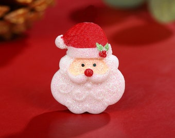 Glitter Santa Claus Resin Cabochons: Christmas Craft Making (Lot of 10)
