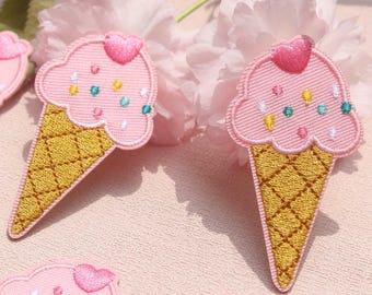 刺繍アイスクリームコーンパッチ：アイロン接着アイスクリームアップリケ 1個