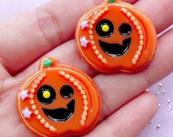 Halloween Kürbis Harz Cabochons: Handwerk Verzierungen (Lot von 10)