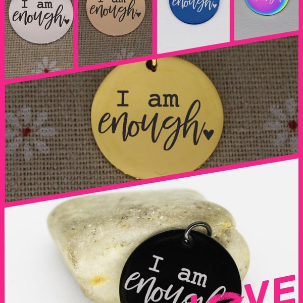 I am enough charm, 1 pc wholesale stainless steel charm, Pendant, Accept your flaws whole-hearted, This is who you already are, 1489 - 1494