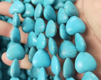 Turquoise Heart Beads: 18mm Howlite Stone Pendant Beads