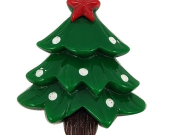 Christmas Tree Cabochons: Evergreen Resin Flat Backs (5 Pcs)