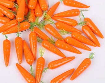 Plastic Carrots, Miniature Carrot Decor, Artificial Vegetables, Set of 5. 151