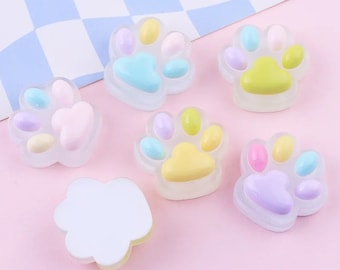 Resin Animal Paw Cabochons: Colorful Flat Backs, 24mm (5pcs)