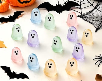 ハロウィン蓄光ゴーストカボション：ミニチュアDIYクラフト装飾品、ランダム5個入り、0229