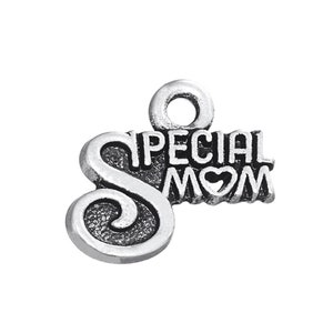 4, 10 o 50 piezas, dijes especiales para mamá (forma de corazón "O"), colgantes de palabras, día de la madre, amor de madre, la mejor mamá del mundo, la familia primero, cumpleaños