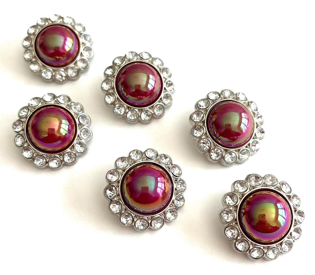 Hopkins Raspberry Buttons Raspberry Pearl Rhinestone Buttons: Acrylic Flower Embellishments ...