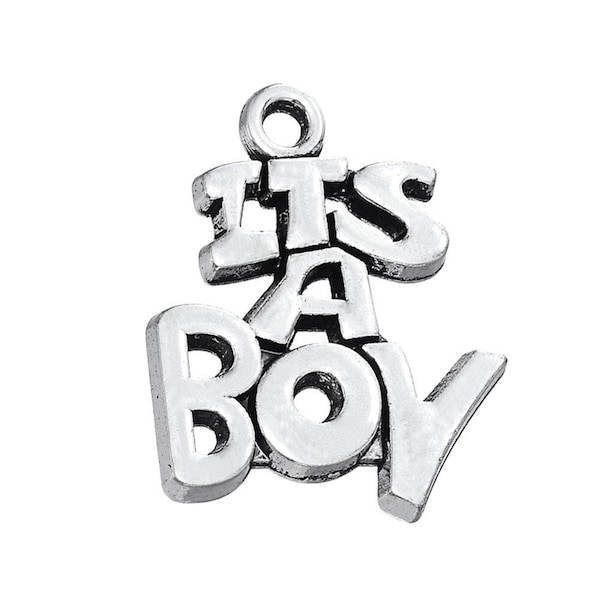 5 Pcs or 25 Pcs, It's A Boy Charms, Pendants, Word Letter Charm, New Birth, Adoption, Gender Reveal, Baby Party Favor Add-On Charms, 3297