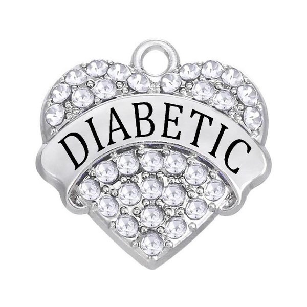 Diabetic heart charms, 1 pc crystal rhinestone charm, Pendants, Glucose, Diabetes type 1 or 2 awareness, Beautiful medical word charm  2051