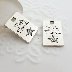 Safe Travels Charms, 2-Sided Word Tags, Camping, Vacation Time, World Traveler, Going Places, Driving, Flying, On The Go 3589.