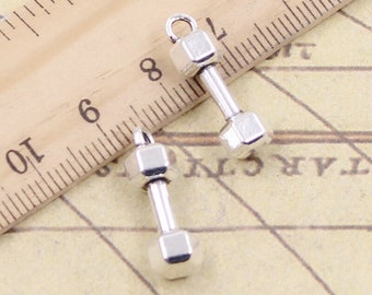 Antik Silber Hantel Charme: Zink-Legierung Fitness Charms (10 Stück) 2102