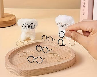 Minigafas redondas para muñecas: Montura de alambre de hierro. 1 par de minigafas de lectura para muñecas.