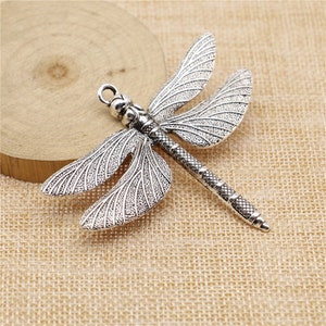 2 Pc. Dragonfly Charms, Flying Insect, Wings, Dragonflies, Antique Tibetan Silver Tone Dragonfly Charms, Pendants 72*62mm, 3161
