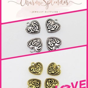 4 Pcs. Year 2021 Heart Charms, Pendants, School, College Graduation Charms, Year 2021 Gift Tag Charms B2108-B2109