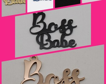 Boss Babe Stainless Steel Charm: Word Script Pendant, Woman Empowerment