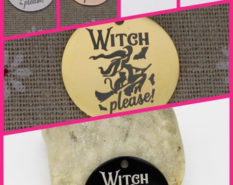 5 Halloween Witch Please Stainless Steel Charms: Mirror Polished Pendants