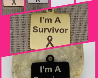 I'm A Survivor Stainless Steel Charm: Cancer Awareness Pendant