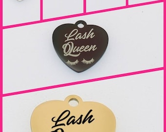 Lash Queen Heart Charm: Stainless Steel Eyelash Pendant (20mm)