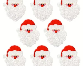Embroidered Santa Claus Patch: Iron On Christmas Applique