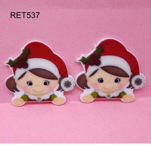 10 Pcs. Christmas Girl W/ Red Santa Hat Planars Flatbacks, Resin Flat Backs, Santa Flatbacks, Santa Embellishments, Resin Cabochons B2542