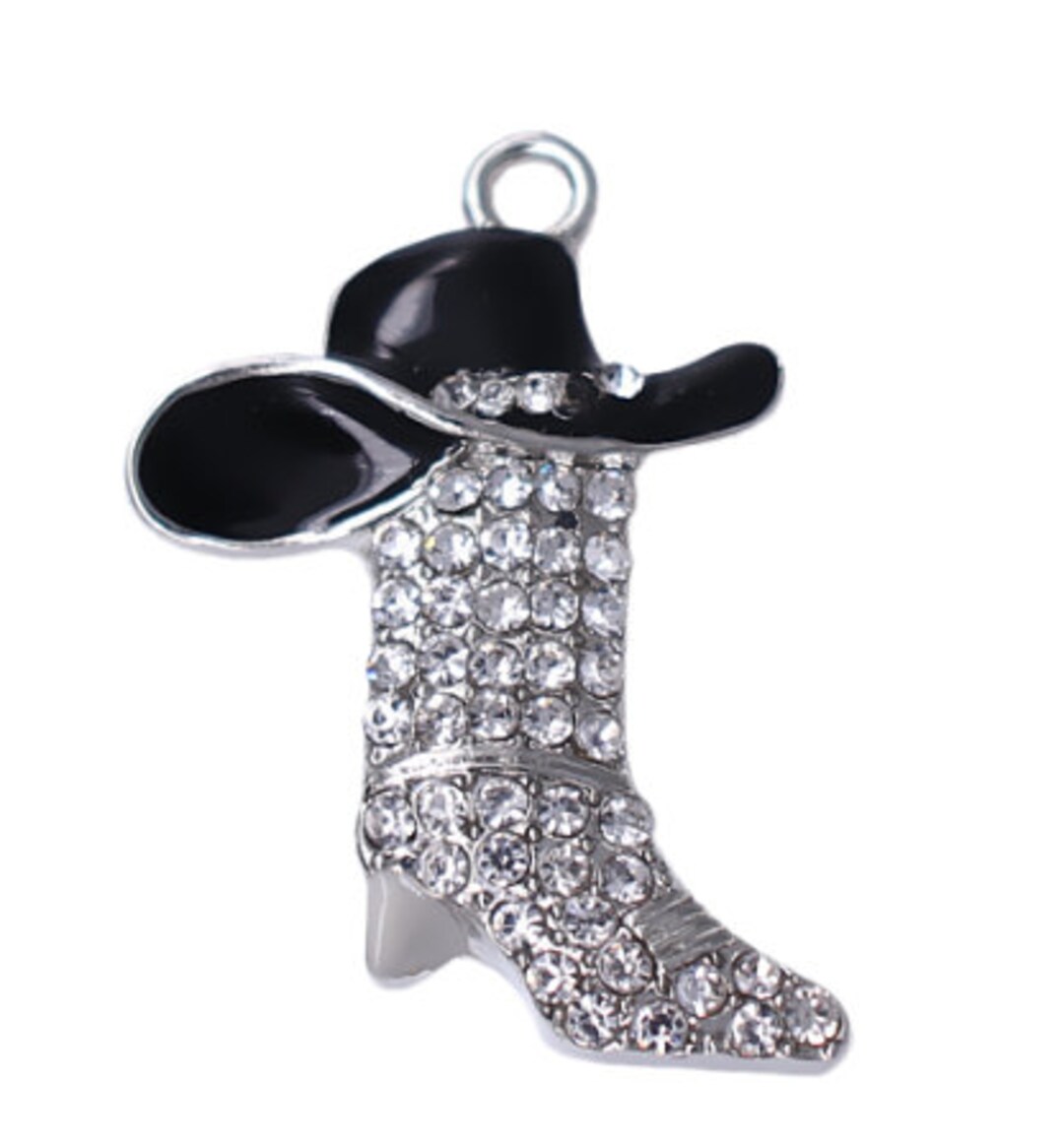 1 Pc. Rhinestone Cowboy Cowgirl Boot Hat Charms, Pendants