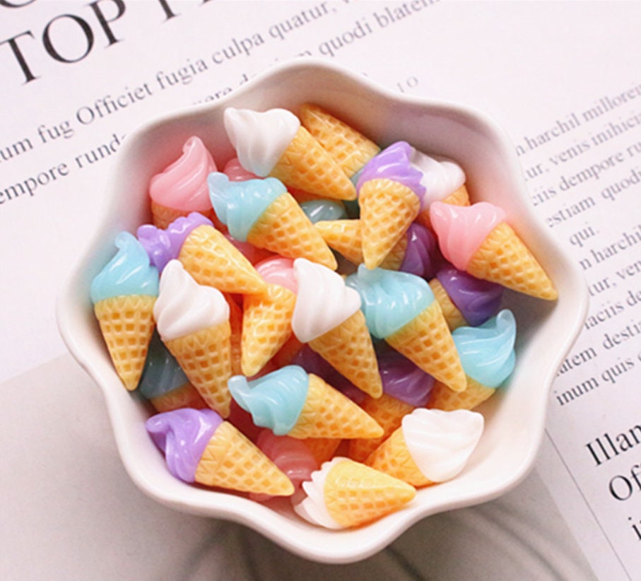 Ice Cream Cone Cabochons, Lot Of 5pcs, Fake Waffle Ice Cream Cone, 0019