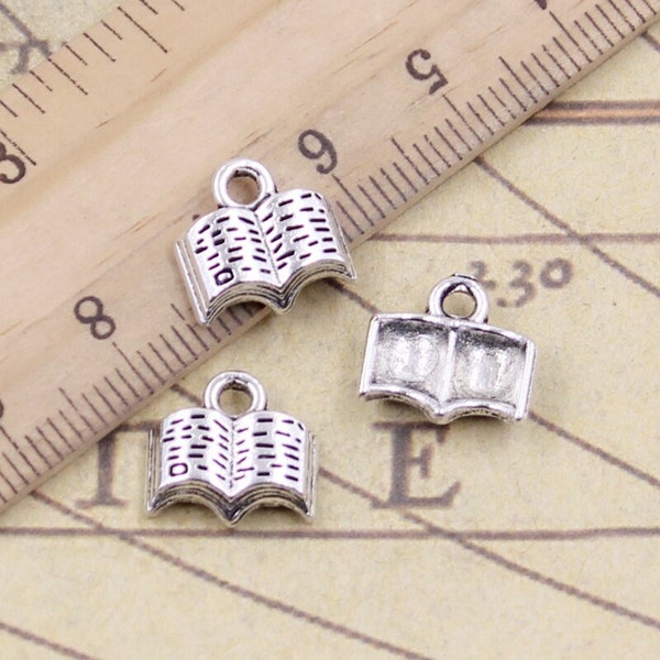 15 Pcs or 30 Pcs, Tiny Book Charms, Pendants, Bible, Teacher Gift Charm, School Books Charm, Education, Book Club, Story Telling, Library