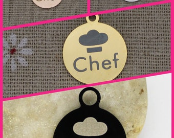 Charm de gorro de chef grabado: colgante culinario de acero inoxidable
