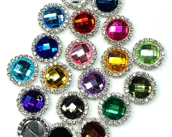 Acrylic Rhinestone Flat Backs Cabochons, 10 pcs. Rhinestone Embellishments, Hairpin For Wedding, Jewelry Craft