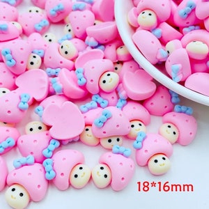 Cabochons champignons, lot de 5 pièces, cabochons champignon vénéneux, cabochons plat en résine champignons kawaii de dessin animé, scrapbooking, décoration de téléphone 0011
