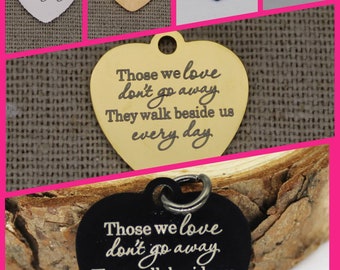 Stainless Steel Memorial Heart Charm: Engraved Remembrance Pendant