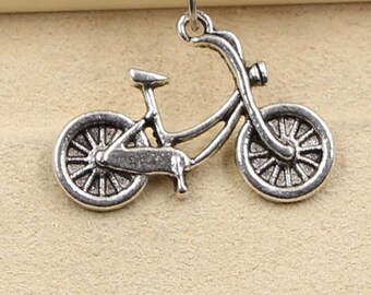 Antique Silver Bicycle Charms: Zinc Alloy Pendants (6 Pcs or 15 Pcs)