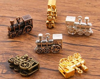 3D Steam Train Charm: Zinc Alloy Pendant, DIY Jewelry Accessory