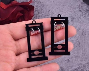 Gothic Guillotine Beheadment Acrylic Charms Pendant: DIY Jewelry Making, Keychain, Earring Accessories, 2pcs. D302