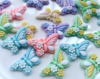 Butterfly Resin Flatback Flat Back, 10Pcs., Summer Bug Flatback, Resin Cabochon Decoden, Kawaii Flat Back, Hair Bow, Card Making