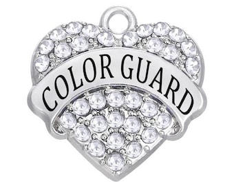 Color Guard Rhinestone Heart Charm: Alloy Pendant (24mm)
