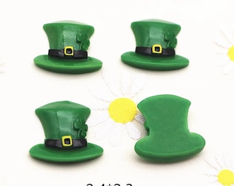St. Patrick's Day Resin Cabochons: Green Hat Shamrock Bows, 10 Pcs.