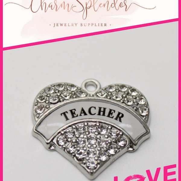 Rhinestone Heart Charm - Etsy