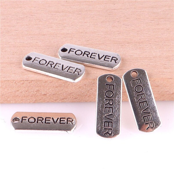 20 Pcs Forever Charms Tags, Always, Endless, Eternally, GOD, Everlasting, For Life, Without An End, Forevermore, Faith, Strong, Word Tags,