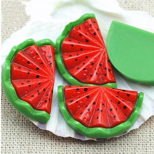 10 Pcs. Resin Colorful 3D Watermelon Flatback Figurines | Fruit Cabochon | Scrapbook DIY Hair Bow Hairpin Embellishment Accessory Crafts 172